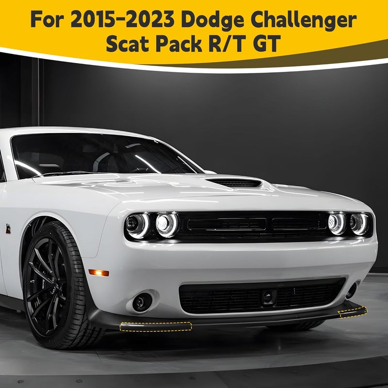 TENGBASE Front Bumper Lip Splitter Protector Cover, for Dodge Challenger 2015-2023, R/T GT SRT, 2 PCS, Black - Image 4